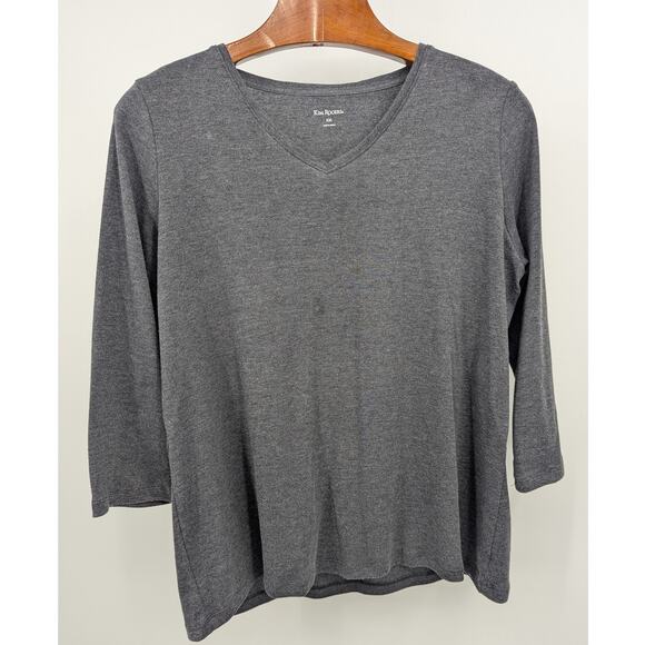 Gray Kim Rogers 3/4 Sleeve V Neck Pullover Top Size XXL 2XL - Picture 1 of 4